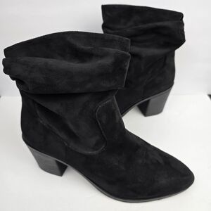 CL BY LAUNDRY Slouchy Block Heel Kalie Bootie Black Microsuede Womens Size‎ 10
